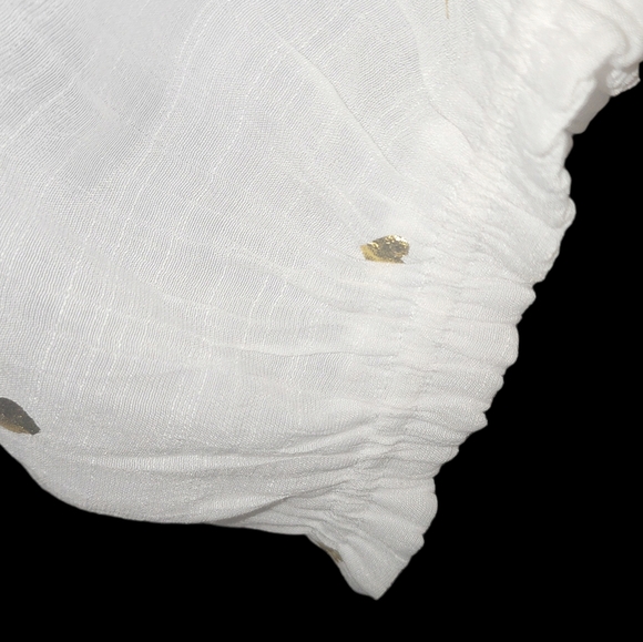 Harve Bernard White tie front blouse with gold stripes 2x NWT - Picture 8 of 9